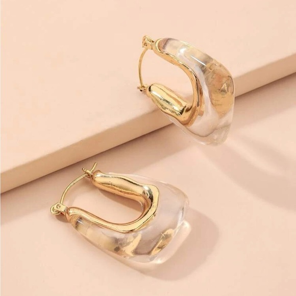 Anthro Clear resin mini hoop earrings - Picture 1 of 6